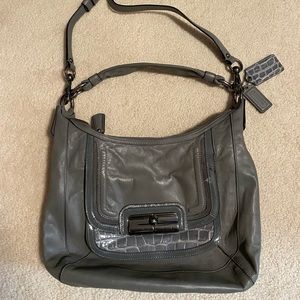 COACH purse in gray with teal lining